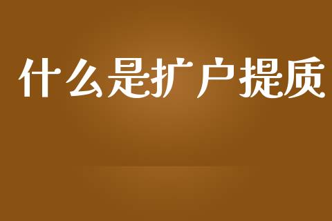 什么是扩户提质_https://wap.sdyuehang.cn_产经新闻_第1张