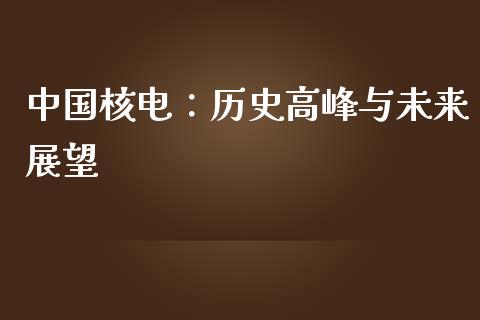 中国核电：历史高峰与未来展望_https://wap.sdyuehang.cn_美股行情_第1张