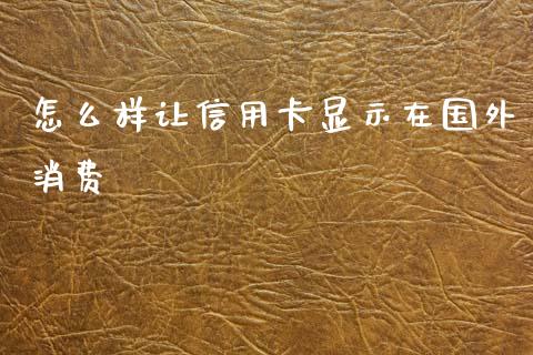怎么样让信用卡显示在国外消费_https://wap.sdyuehang.cn_债券资讯_第1张