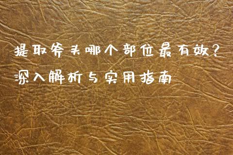 提取斧头哪个部位最有效？深入解析与实用指南_https://wap.sdyuehang.cn_产经新闻_第1张