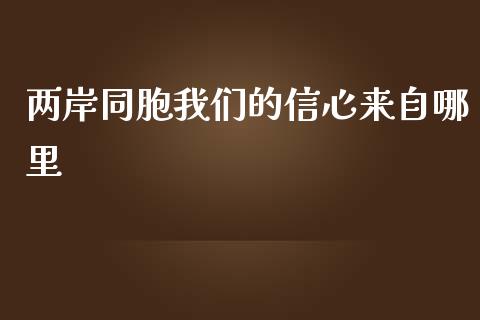 两岸同胞我们的信心来自哪里_https://wap.sdyuehang.cn_产经新闻_第1张