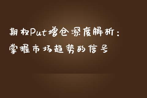 期权Put增仓深度解析：掌握市场趋势的信号_https://wap.sdyuehang.cn_新股申购_第1张