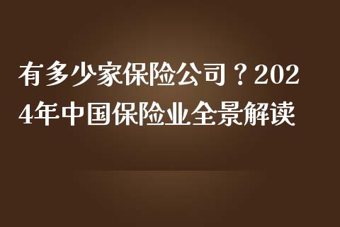 有多少家保险公司？2024年中国保险业全景解读_https://wap.sdyuehang.cn_新股申购_第1张