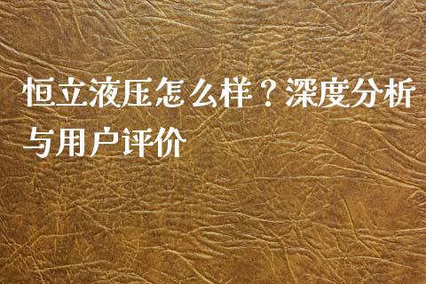 恒立液压怎么样？深度分析与用户评价_https://wap.sdyuehang.cn_美股行情_第1张