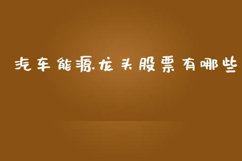 汽车能源龙头股票有哪些_https://wap.sdyuehang.cn_产经新闻_第1张