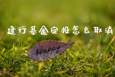 建行基金定投怎么取消_https://wap.sdyuehang.cn_产经新闻_第1张