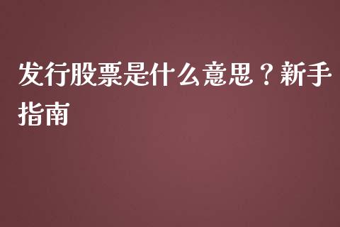 发行股票是什么意思？新手指南_https://wap.sdyuehang.cn_美股行情_第1张