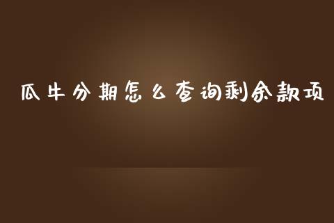 瓜牛分期怎么查询剩余款项_https://wap.sdyuehang.cn_债券资讯_第1张