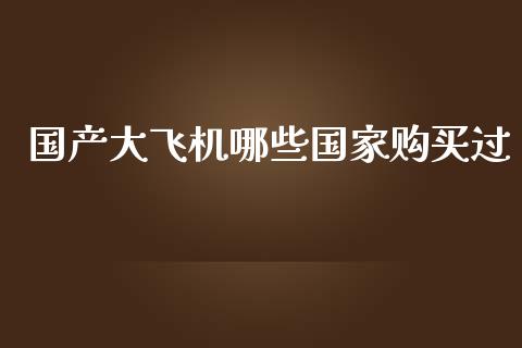 国产大飞机哪些国家购买过_https://wap.sdyuehang.cn_产经新闻_第1张