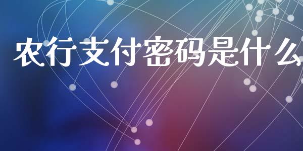 农行支付密码是什么_https://wap.sdyuehang.cn_美股行情_第1张