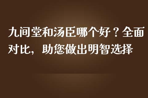 九间堂和汤臣哪个好？全面对比，助您做出明智选择_https://wap.sdyuehang.cn_美股行情_第1张