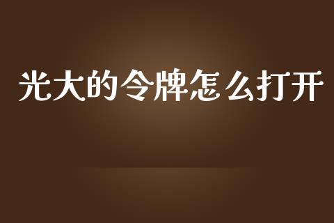 光大的令牌怎么打开_https://wap.sdyuehang.cn_产经新闻_第1张