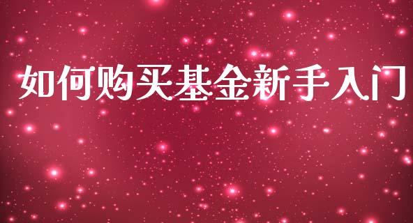 如何购买基金新手入门_https://wap.sdyuehang.cn_美股行情_第1张