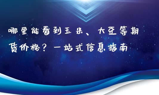 哪里能看到玉米、大豆等期货价格？一站式信息指南_https://wap.sdyuehang.cn_债券资讯_第1张