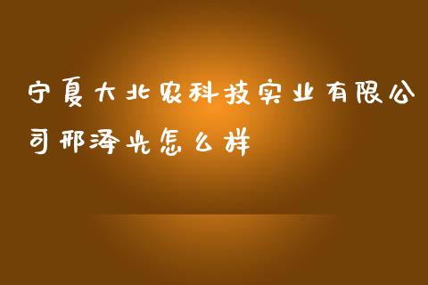 宁夏大北农科技实业有限公司邢泽光怎么样_https://wap.sdyuehang.cn_新股申购_第1张