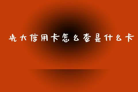 光大信用卡怎么查是什么卡_https://wap.sdyuehang.cn_债券资讯_第1张