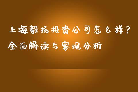 上海毅扬投资公司怎么样？全面解读与客观分析_https://wap.sdyuehang.cn_新股申购_第1张