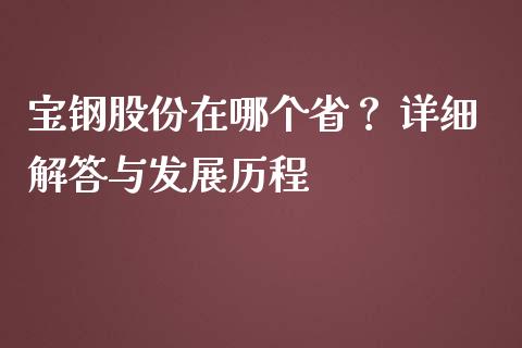 宝钢股份在哪个省？ 详细解答与发展历程_https://wap.sdyuehang.cn_新股申购_第1张