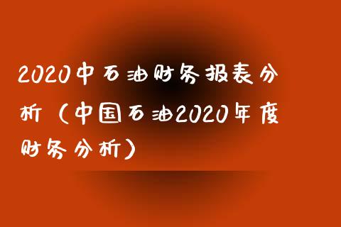 2020中石油财务报表分析（中国石油2020年度财务分析）_https://wap.sdyuehang.cn_债券资讯_第1张