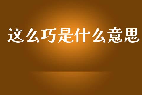 这么巧是什么意思_https://wap.sdyuehang.cn_债券资讯_第1张
