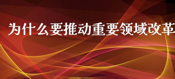 为什么要推动重要领域改革_https://wap.sdyuehang.cn_债券资讯_第1张