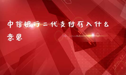 中信银行二代支付存入什么意思_https://wap.sdyuehang.cn_债券资讯_第1张