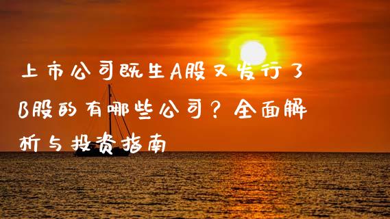 上市公司既生A股又发行了B股的有哪些公司？全面解析与投资指南_https://wap.sdyuehang.cn_产经新闻_第1张
