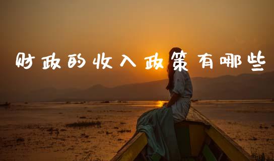 财政的收入政策有哪些_https://wap.sdyuehang.cn_产经新闻_第1张