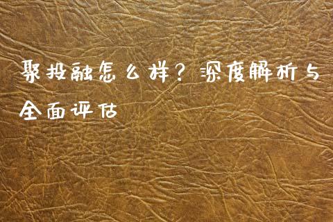 聚投融怎么样？深度解析与全面评估_https://wap.sdyuehang.cn_债券资讯_第1张