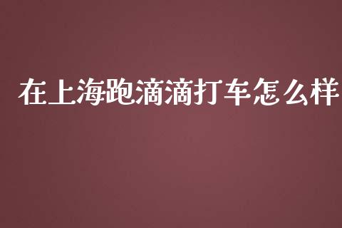 在上海跑滴滴打车怎么样_https://wap.sdyuehang.cn_新股申购_第1张
