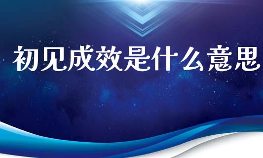 初见成效是什么意思_https://wap.sdyuehang.cn_产经新闻_第1张