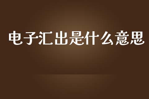 电子汇出是什么意思_https://wap.sdyuehang.cn_美股行情_第1张