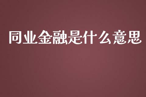 同业金融是什么意思_https://wap.sdyuehang.cn_产经新闻_第1张